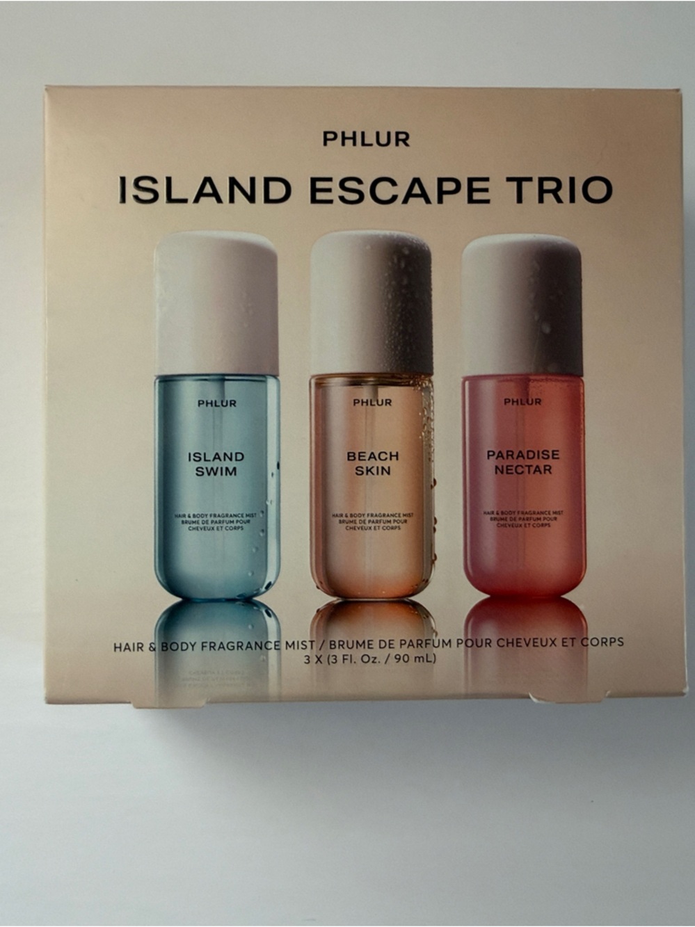 PHLUR Island Escape Trio Hair & Body Fragrance Mist Set - Blue/Peach/Pink